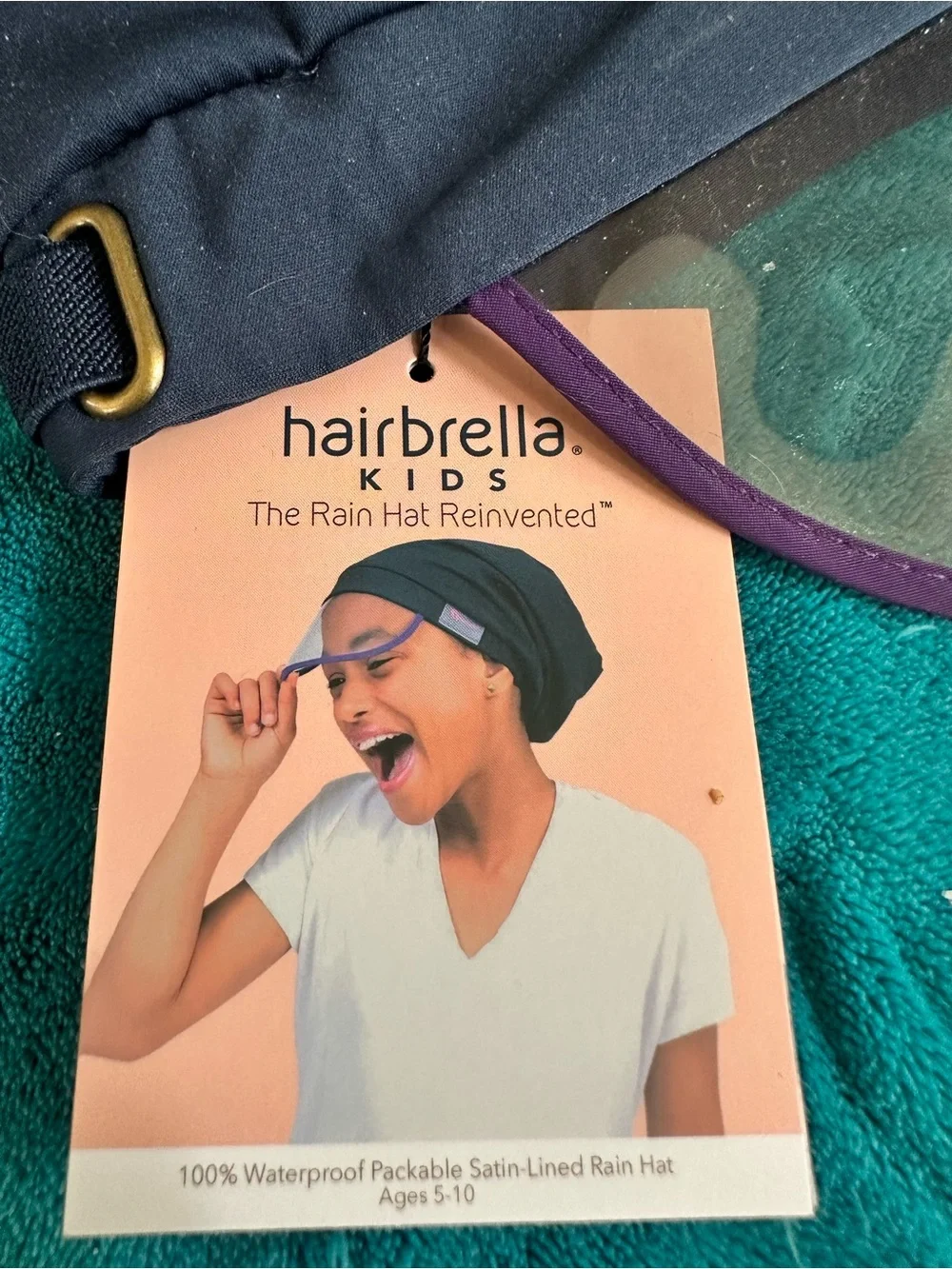 Hairbella Kids Navy Rain Hat with Clear Visor
